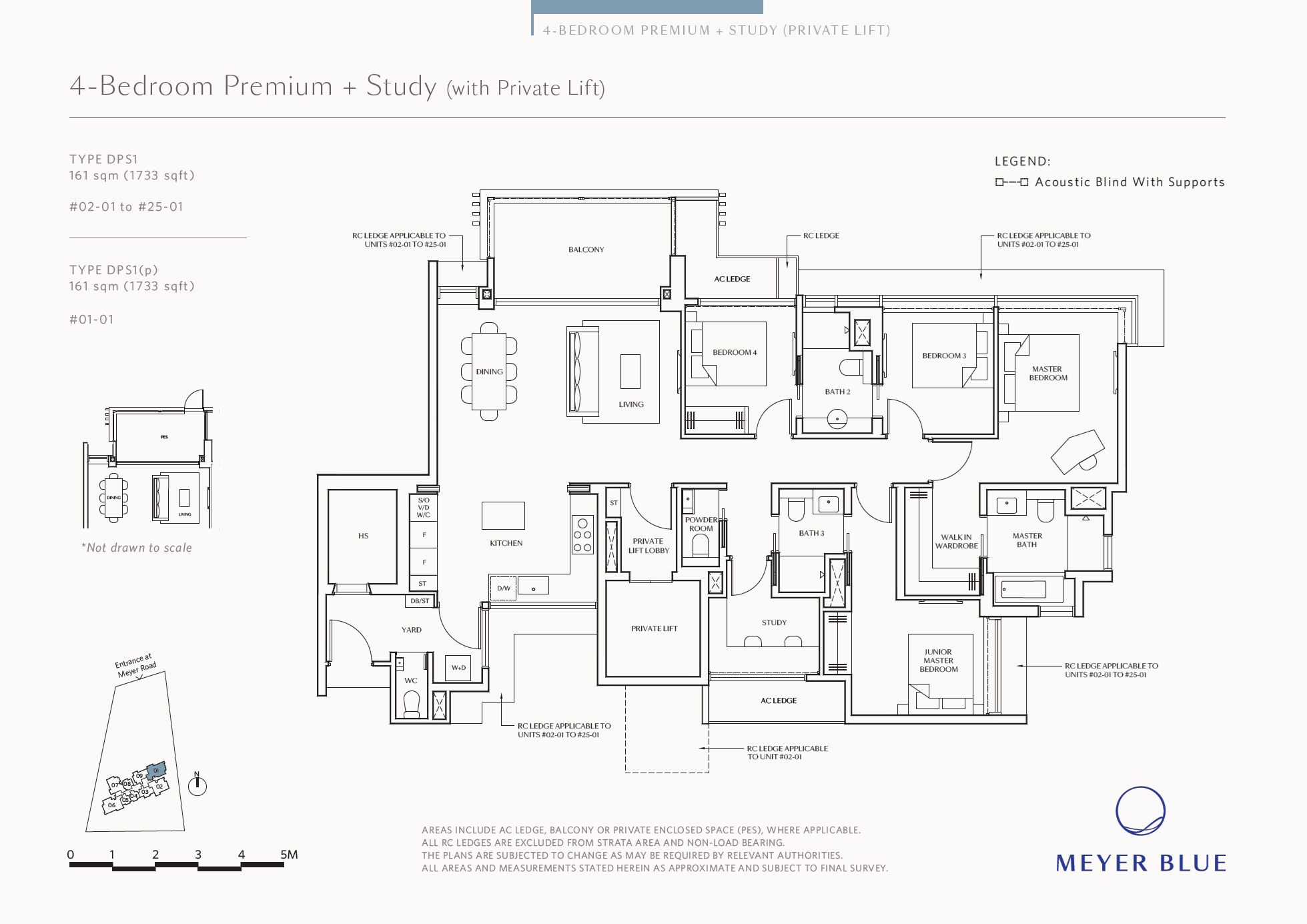 Floor plan, 4 Bedroom Premium + Study — Type DPS1 — 1,733 sq ft (161 sq m)