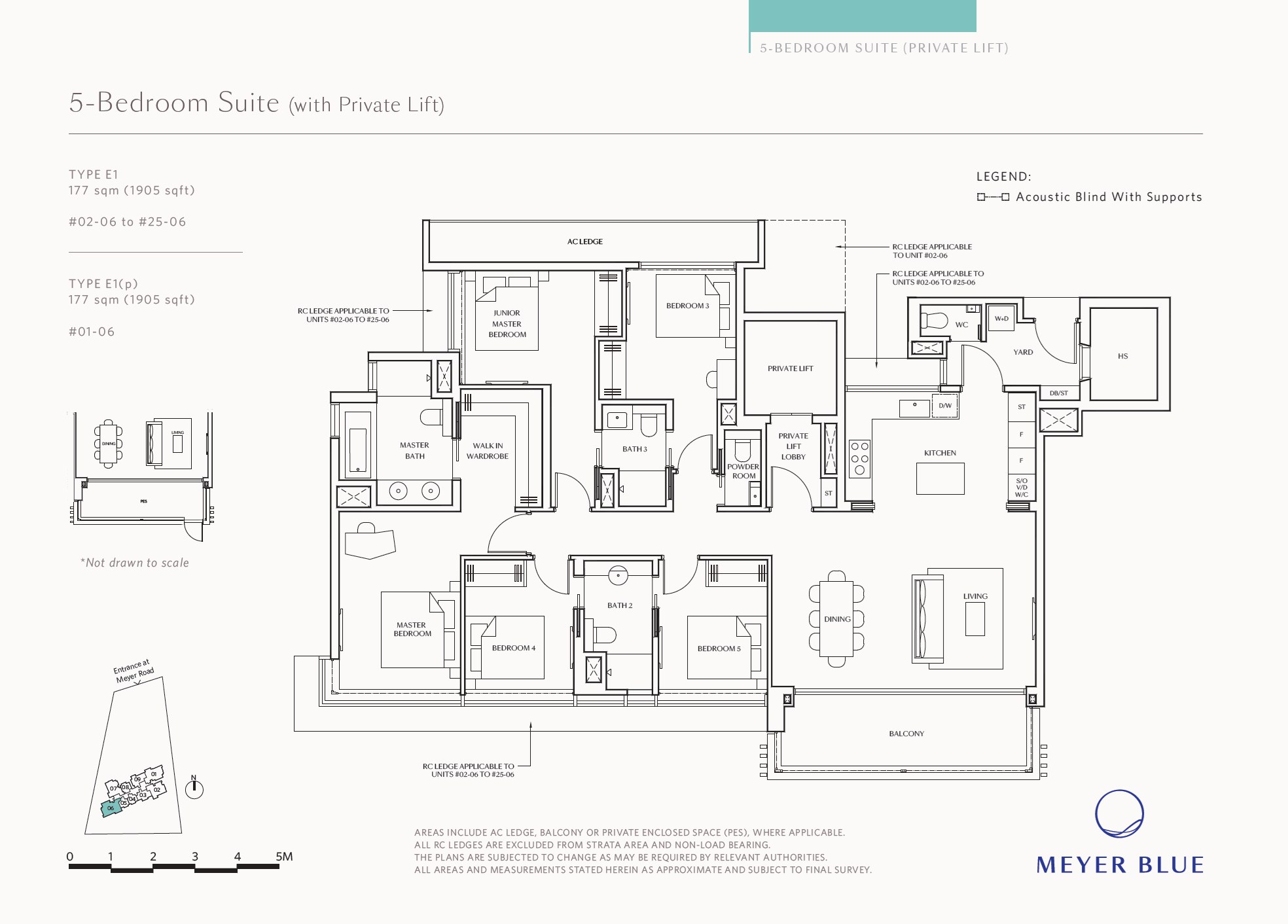 Floor plan, 5 Bedroom Suite — Type E1 — 1,905 sq ft (177 sq m)